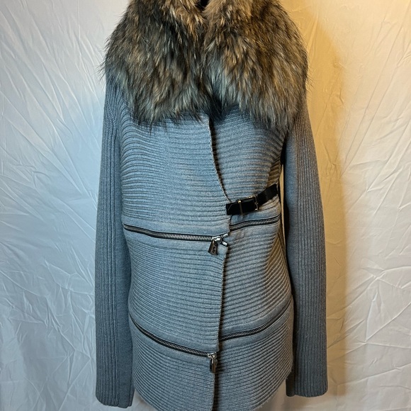 Barbara Bui Jackets & Blazers - Barbara Bui knit jacket. 100% wool with raccoon fur collar